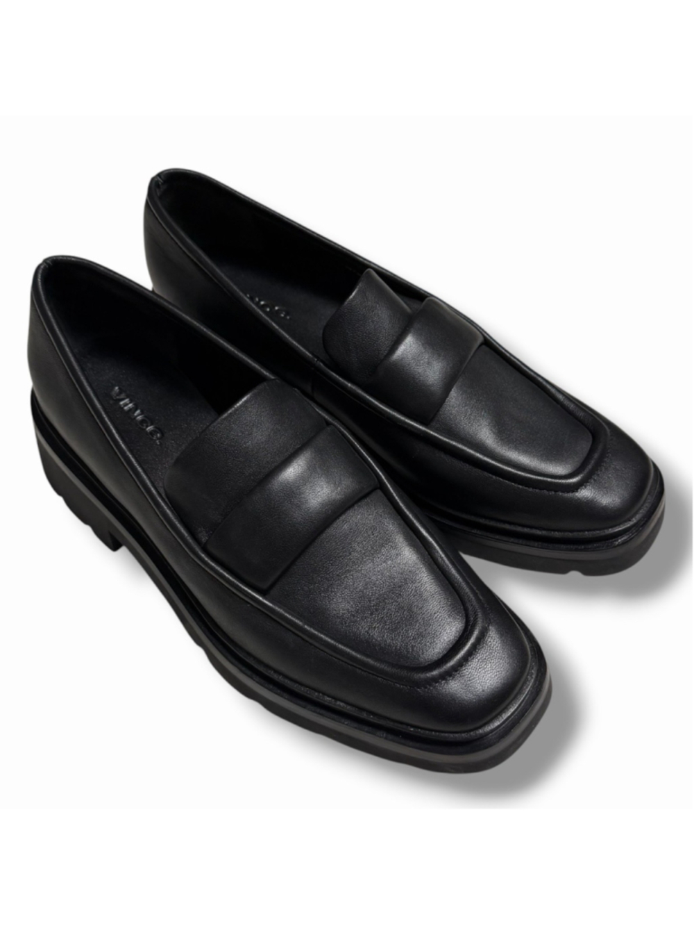 Vince Womens Robin Lug Loafer Black Supple Leather Y2K Size US 7.5M EUR 38